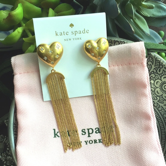 Kate Spade My Precious Heart Fringe Earrings NEW - Picture 7 of 9